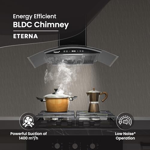 Image of Livpure Eterna 75 cm | Wall Mounted | 1400 m /hr Suction | BLDC Motor | Filterless | Touch & Gesture Control | Low Noise | 10 Years Motor + 2 Years Comprehensive Warranty | Black