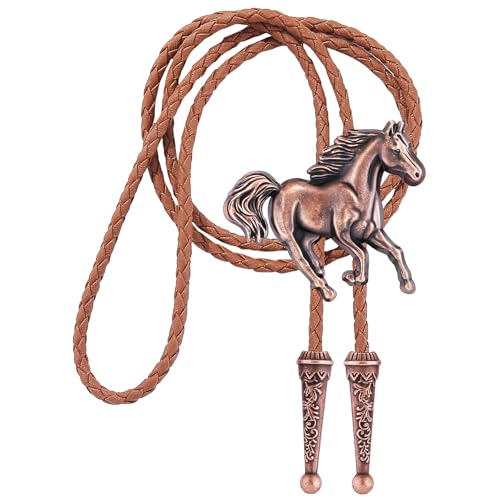 Image of GelConnie Bolo Ties for Men Women Western Cowboy Tie Mens Western Necklace Leather Necktie Gold Bolero Tie Cowboy Necklace