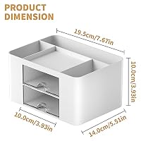Marbrasse Pen Organizer with 2 Drawer, Multi-Functional Pencil Holder for Desk, Desk Organizers and Accessories with 5 Compartments + Drawer for Office Art Supplies (White) — image 4