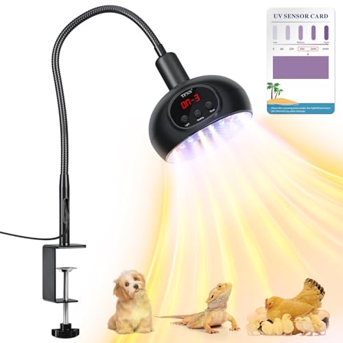 Heat Lamp for Chickens with Holder，200W-350W-500W Reptile Heating Lamp with UVA UVB Ligh 3-6-9-12H Timer, Protable Greenhouse Heater for Outdoor Chicken Coop Indoor Reptile Rabbits Dog Cats - image 8