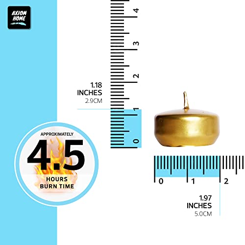 Axiom - Pack Of 24 Floating Candles, 4 Hours Burning Time - Dripless Floating Candles Gift For Mothers Day - 100% Pure And Natural Hand-Rolled Wax Candles For Parties - Metallic Golden (Unscented) #TOP1