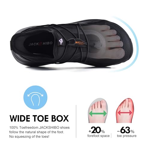 JACKSHIBO Mens Slip in Hands Free Shoes Wide Toe Box Arch Support Walking Sneakers,Orthopedic Plantar Fasciitis Footwear with Thick Cushioning Zero Drop Sole Metatarsal Pads3