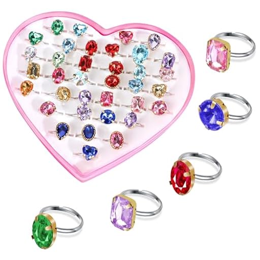BTHRORO Anillos para Niñas 36 Pieces, Ajustables Anillos Princesa Joyas Rings Pretend Play Dress up joyeria Regalo para Niña Regalos Fiesta Cumpleaños(Estilo al Azar) | Ya disponible en tu tienda friki favorita! En mundofriki.es! BTHRORO Anillos para Niñas 36 Pieces, Ajustables Anillos Princesa Joyas Rings Pretend Play Dress up joyeria Regalo para Niña Regalos Fiesta Cumpleaños(Estilo al Azar) | Ya disponible en tu tienda friki favorita! En mundofriki.es!