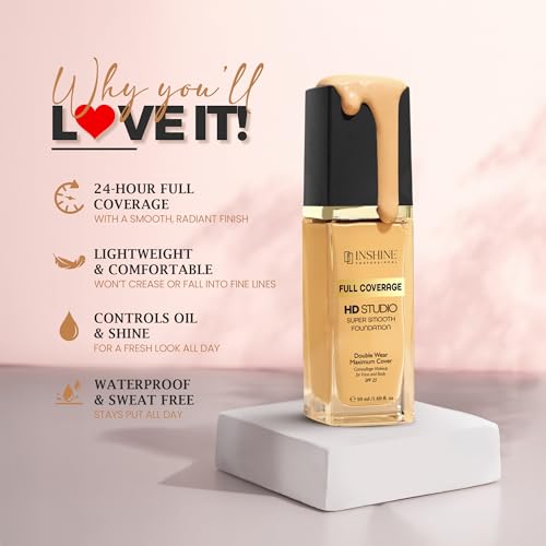 Image of INSHINE Matte HD Studio Full Coverage Cream Foundation For All Skin Types | Super Smooth Double Wear Maximum Cover SPF 25, 50Ml (801 Classic Ivory, 50 ml (Pack of 1))