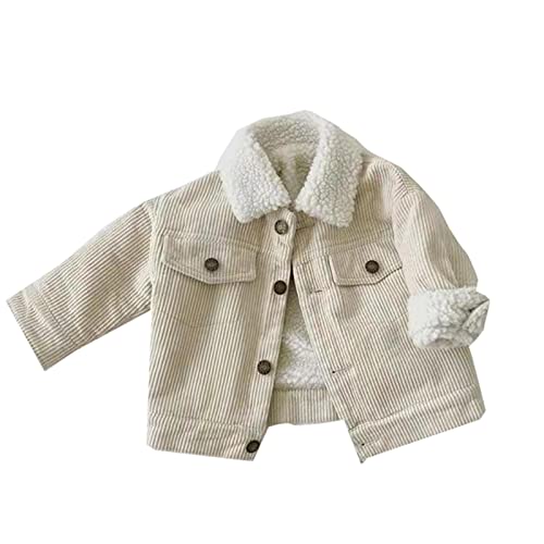 Baby Boy Girls Corduroy Jacket Toddler Fleece Winter Coat Kid Lined Button Down Warm Lapel Outwear