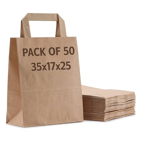 NPA 50 Pack 35x17x25 cm Papiertüten mit Henkel, Tragetaschen...