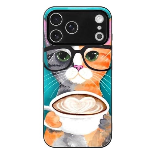 Iphone17用ケース コーヒーの猫 アイフォン 17 Pro Max用 カバー 強化ガラス スマホケース おしゃれ 人気 個性 創意 キャラクター 携帯ケース 耐衝撃 ワイヤレス充電対応