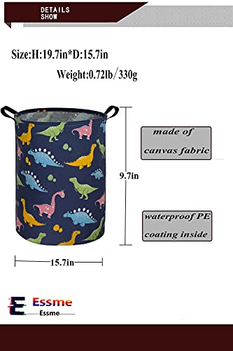 Essme Kids Dinosaur Laundry Basket Dinosaur Storage Bin Collapsible Canvas Waterproof Coating Boys Hamper For Toy Bins,Baby Hamper,Boys Room Decor(Navy Blue Dinosaur) #TOP5