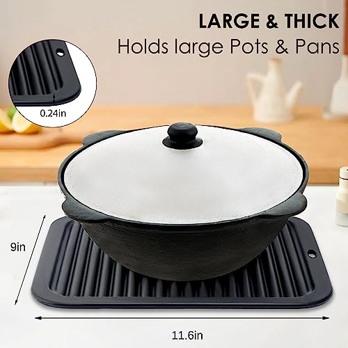 Image of Silicone Trivets for Hot Pots and Pans, 3 Pack Heat Resistant Pot Holders for kitchen Large Silicone Trivet Mat for Hot Dishes, Black Hot Pads for Kitchen Counter, Hot Mats Spoon Rest, 9 * 12 Inches
