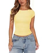 Boat Neck Cap Sleeve Tops for Women Fitted Double Lined Top Mesh Ruched Tight Shirts Womens Clothes