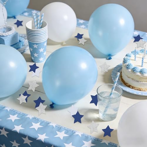 Image of 200Pcs Glitter Blue White Silver Star Table confetti,Paper Star Confetti for Birthday Party Halloween Bachelorette Wedding Baby Shower Graduation Decorations