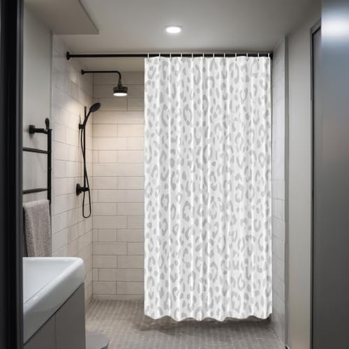BaoNews Grey Leopard Print Decor Shower Curtain Set,Animal Nature Cat Wildlife Fur Polyester Shower Curtain for Shower Stall Bathroom Waterproof with 12 Hooks 72x72 Inch by BaoNews - Used condition - Image 4
