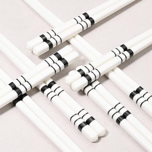 Coffret Cadeau de Baguettes en Porcelaine Japonaise, Coffret Cadeau de baguettese-Vaisselle avec étui, Baguettes en céramique d'os de Haute qualité Noires et Blanches avec 5 Paires délicates