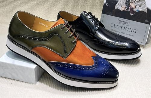 Santimon Men’s Dress Shoes Wingtip Oxfords | Leather Derby with Lightweight Cushioned Platform Sole | Business-Casual Footwear for Office, Wedding3