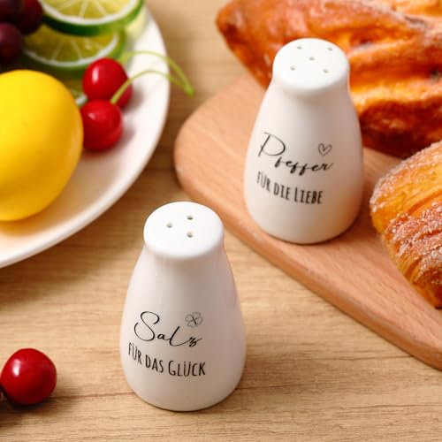 Geiserailie Salz- und Pfefferstreuer Hochzeitsgeschenk Set mit Salz und Pfeffer Aufkleber Hochzeit Geschenkideen für Brautpaar Einzugsgeschenke Einweihungsgeschenke für Wohnung Haus(Elegant Stil)