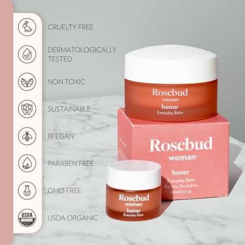 Image of Rosebud Woman Honor Everyday Balm - Vulva Balm & Vaginal Moisturizer for Dryness, Irritation & Itch - Hormone-Free, OB /GYN-Approved Feminine Care (Travel Size, 0.33 oz)