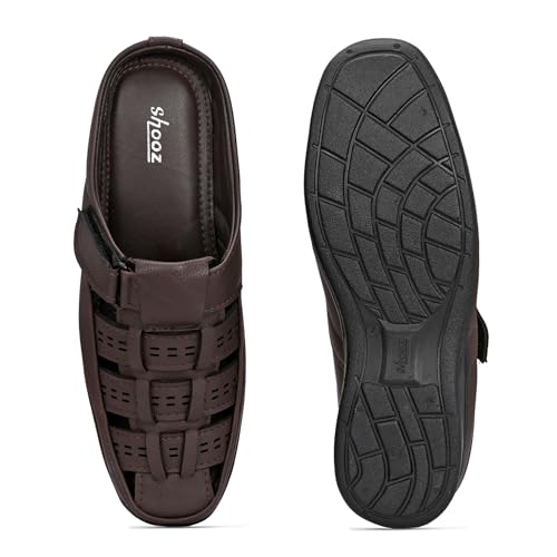 Image of Leather Backless Sandals for Men | Casual Open Half Sandal Footwear