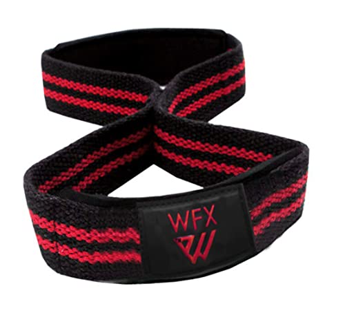 WFX Paski do podnoszenia ciężarów, wyściełana figura 8, wsparcie nadgarstka, opaski na siłownię, dla mężczyzn i kobiet, fitness, kulturystyka, podwójna pętla, trening, ciężki trening, trójbój siłowy
