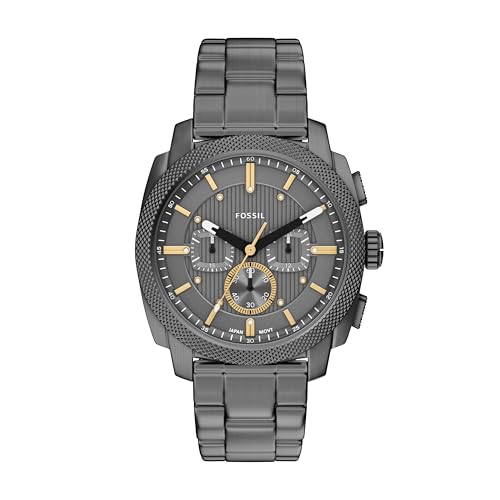 Fossil Mens Machine Chronograph Smoke Stainless Steel Watch (Model: FS6160)