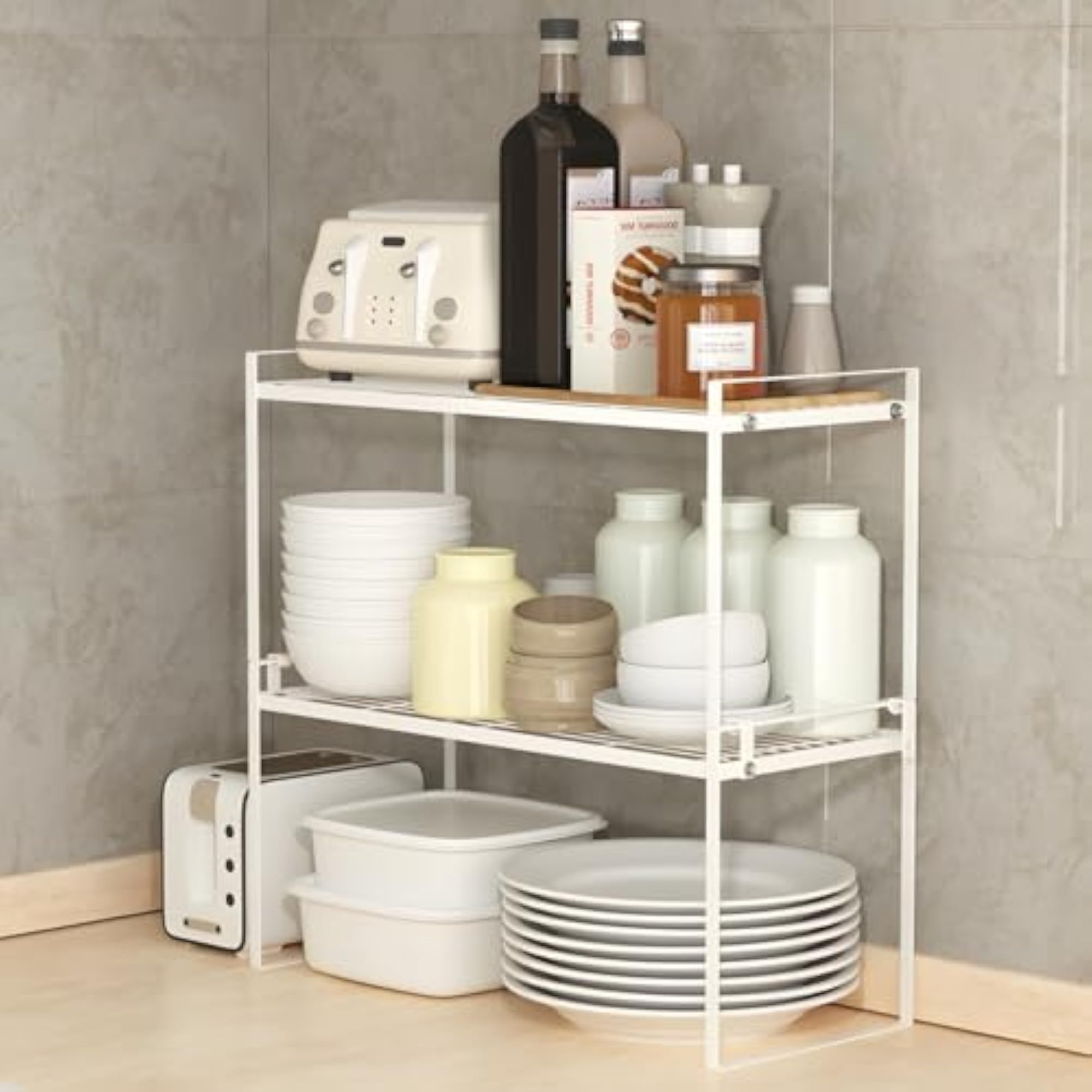 2 Pack Stackable Mesh Storage Organizers for Kitchen & Pantry