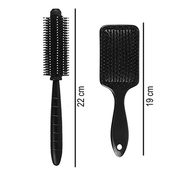 Image of GITGRNTH 2 Pieces Paddle Hair Brush Comb With Round Rolling Curling Roller Comb For Men And Women