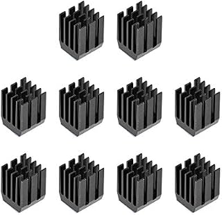 sourcing map Heatsink with Thermal Conductive Adhesive Tape 9 x 9 x 12mm Black 10pcs