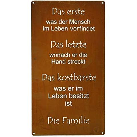 Rostikal Rost Deko Spruchtafel Familie 30 x 15 cm Edelrost Metall Gartenschild Tafel Schild zum hängen Cover