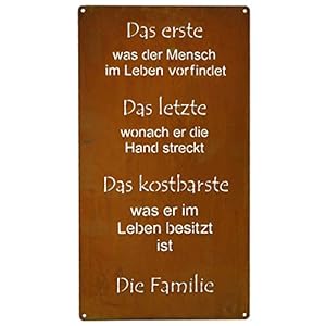 Rostikal Rost Deko Spruchtafel Familie 30 x 15 cm Edelrost Metall Gartenschild Tafel Schild zum hängen