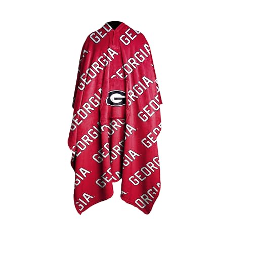 Logo Brands NCAA Georgia Bulldogs Wearable Throw Blanket – Oversized Plush Fleece Wrap with Front Pocket | Officially Licensed Design | Cozy Game Day & Stadium Cover-Up