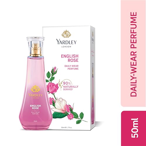 Image of Yardley London English Rose Perfume for Women, 50ml - 90% Naturally Derived, Floral Daily Wear Spray | Rose & Musk Fragrance