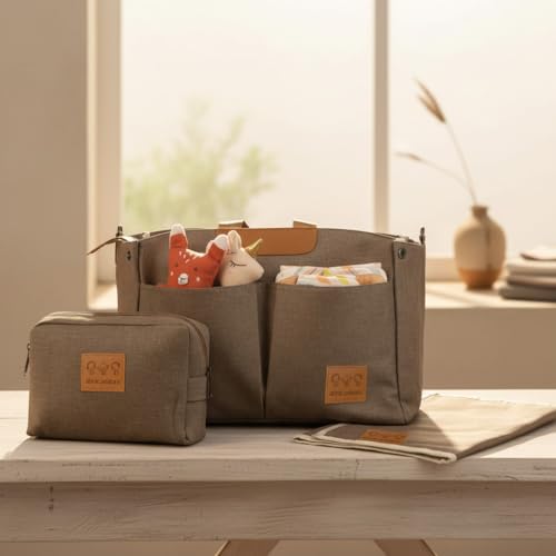 Image of abracadabra Everyday Essentials Diaper Bag For Mother, Maternity Bag for Newborn Baby, Waterproof and Multipurpose, (37 x 14 x 28 cm) - Pebble Grey