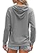 EADINVE Women Hooded Sweatshirt Hollow Out Distressed Long Sleeve Drawstring Hoodie with Kangaroo Pocket Grey