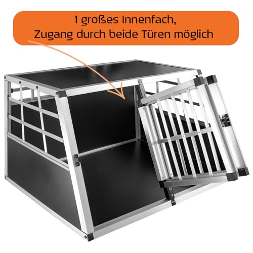 Auswahl Hundebox Hundetransportbox Auto Alu Hunde Tranportbox Aluminium Kofferraum Transport Box für Hund Dog Autobox 89 x 69 x 50 cm Haustier Käfig Petigi, Größe:S - Doppeltür. ohne Trennwand