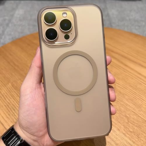 Coque de protection magnétique transparente antichoc pour iPhone 14 Pro Max couleur Desert Gold