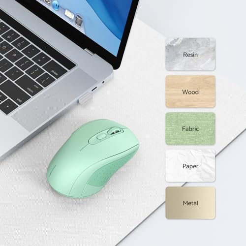 Image of TECKNET Bluetooth Mouse (BT 5.0 /3.0+2.4Ghz), 6-Level 4000 DPI Wireless Mice for Laptop, 2-in-1 Ergonomic Computer Portable PC Mouse, Silent Mouse with USB Receiver for Windows /Mac /PC /Notebook-Green