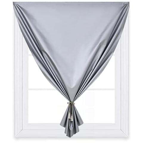 Blackout Shades Curtain Liner for Exterior with Velcro Self-Adhesive, Waterproof Sunblock for Bathroom Living Room Bedroom Curtains Drape Panel [Sliver, W39 x L55] Cover