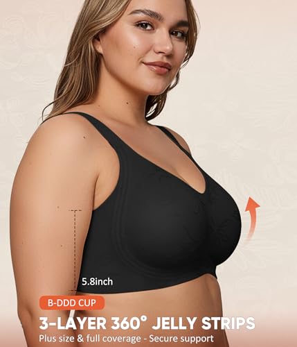 Image of Jelly Bras for Women Plus Size Minimizer No Underwire Supportive Full Coverage Wider Straps Seamless Tshirt Bra