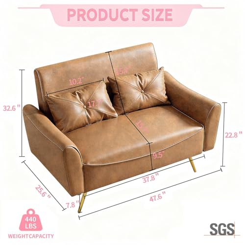 Brelice Brown Faux Leather 2-Seater Couch