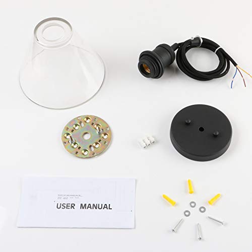 Yosoan 1-Light Vintage Edison Hanging Pendant Light, Mini Semi Flush Mount Light Fixture Funnel Flared Clear Glass Shade For Kitchen Bathroom Porch Living Room Dinning Room Hotels Bar Island (Black) #TOP6