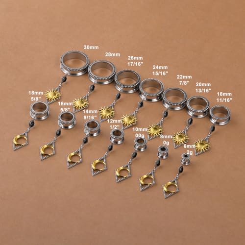 Kolach S8602G-6 1 Pair Retro Dangle Ear Gauges Piercing Jewelry Stainless Steel Rhombic Inlaid Animals Ear Hangers Plugs Tunnels Women Mens Ear Stretchers Earrings Expander. thumb #2