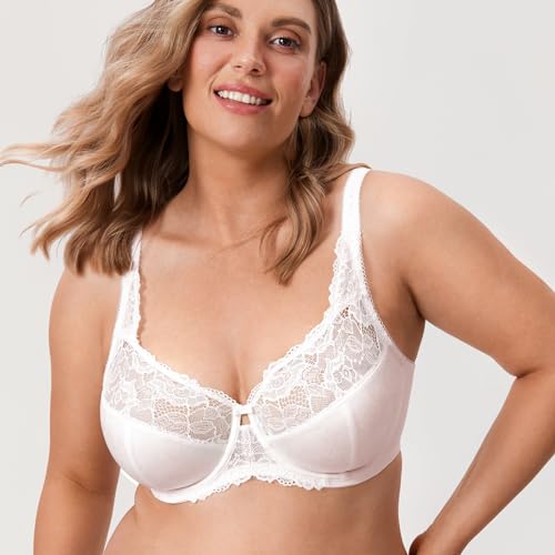 Image of DELIMIRA Women's Plus Size Full Coverage Underwire Unlined Minimizer Lace Bra