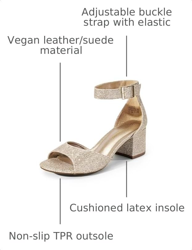 Image of DREAM PAIRS Women's Chunky Heel Sandal | 2.2 inch chunky block heels,open toe with ankle strap buckle, classic comfortable heeled sandals,wedding party dress shoes
