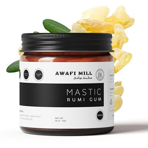 AWAFI MILL Mastic Gum Tears Pure Pistacia lentiscus Resin | Mediterranean Mastic Gum for Desserts Ice Cream Breads & Natural Chewing Gum - 28 g | 1 Oz