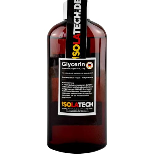 ISOLATECH Glycerin 99,5% 100ml Pharmaqualität made in Germany, gemessen 99,98% rein Pflanzlich, Glyzerin Glycerol flüssig transparent 100ml-Flasche (Inhalt 120g)