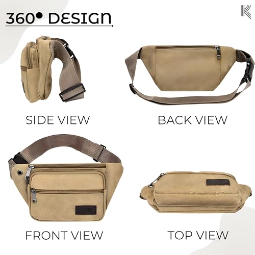 Image of Kraptick Premium Unisex Waist Bag for Men and Women - Stylish Fanny Pack, Hip Bag, Travel Money Belt (Canvas Green)
