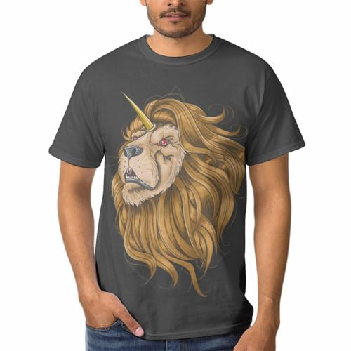 T-shirt lion avec corne homme en maille de coton premium aux finitions soignées