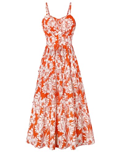 Image of GRACE KARIN 2026 Women's Spaghetti Vacation Sundress Summer Beach Flowy Boho Floral Maxi Dresses with Pockets