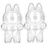 [ShuaWdk] LABUBUぬいぐるみ用保護ケース 適用対象、吊り下げ式ディスプレイボックス (V3)、透明PVCキーホルダー型ウォーキングディスプレイバッグ、LABUBUモンスター人形用プラスチック製保護ケース (立つ姿_2個)