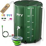 PYY Rain Water Collection Barrel - Large Water Storage Tank with Spigot, Hose and Portable Bucket,...