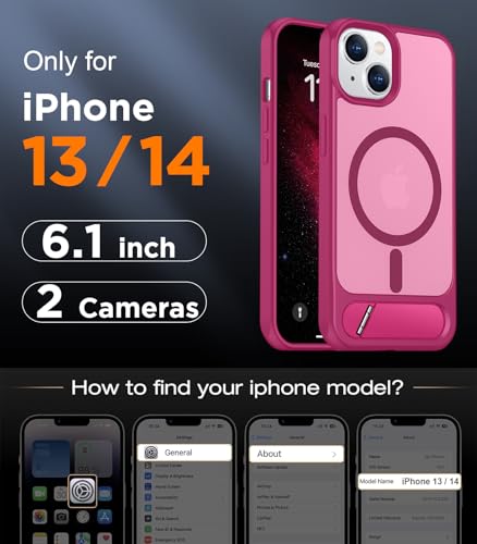 Image of Magnetic Compatible with iPhone 14 Case /iPhone 13 Case,[Built-in Invisible Kickstand][Compatible with MagSafe][Military Grade Shockproof] Slim Translucent Matte Phone Case for iPhone 14 /13 6.1 inch